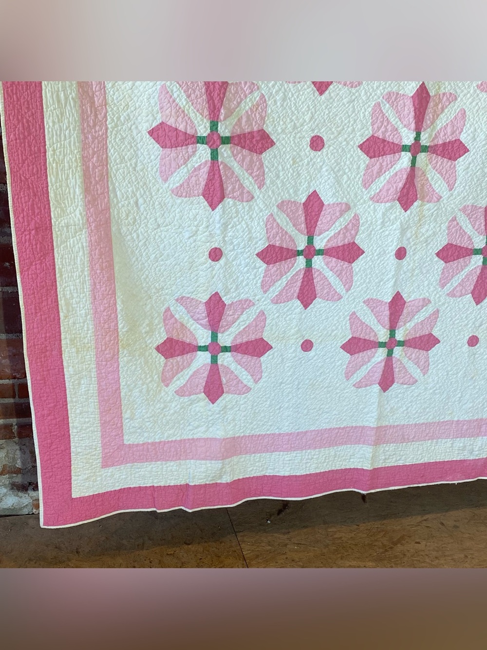 Vintage Appliqué Floral Cutter Quilt 78” x 82” - Picture 5 of 16